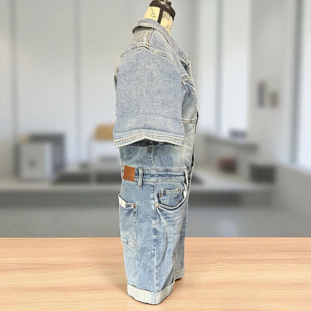 Judy Blue JOLENE Denim Romper NWT - Picture 8 of 14